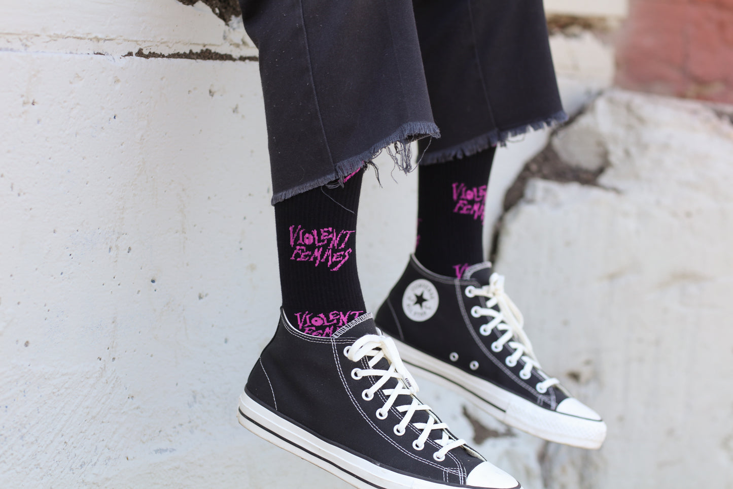 Stinky Logo Pattern Socks (Black/Pink)
