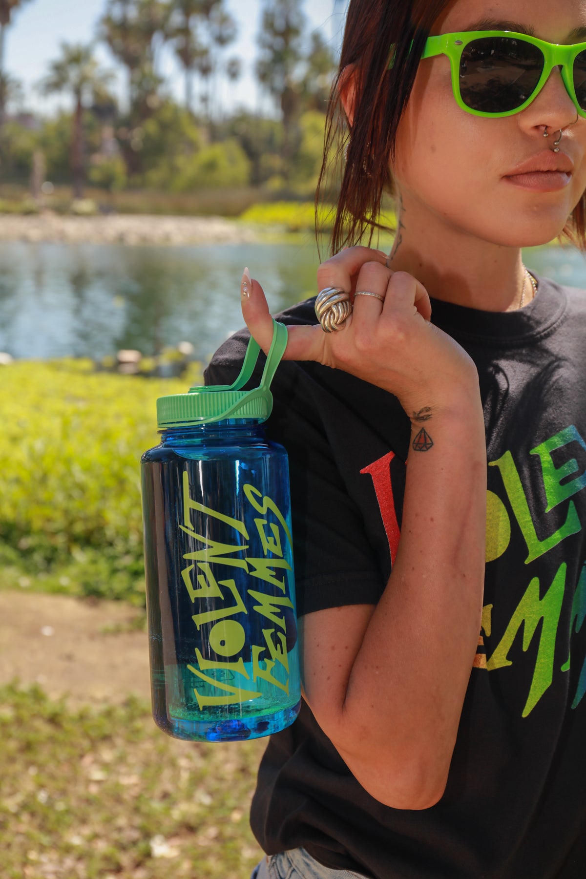 Logo Nalgene Water Bottle (Blue/Green)