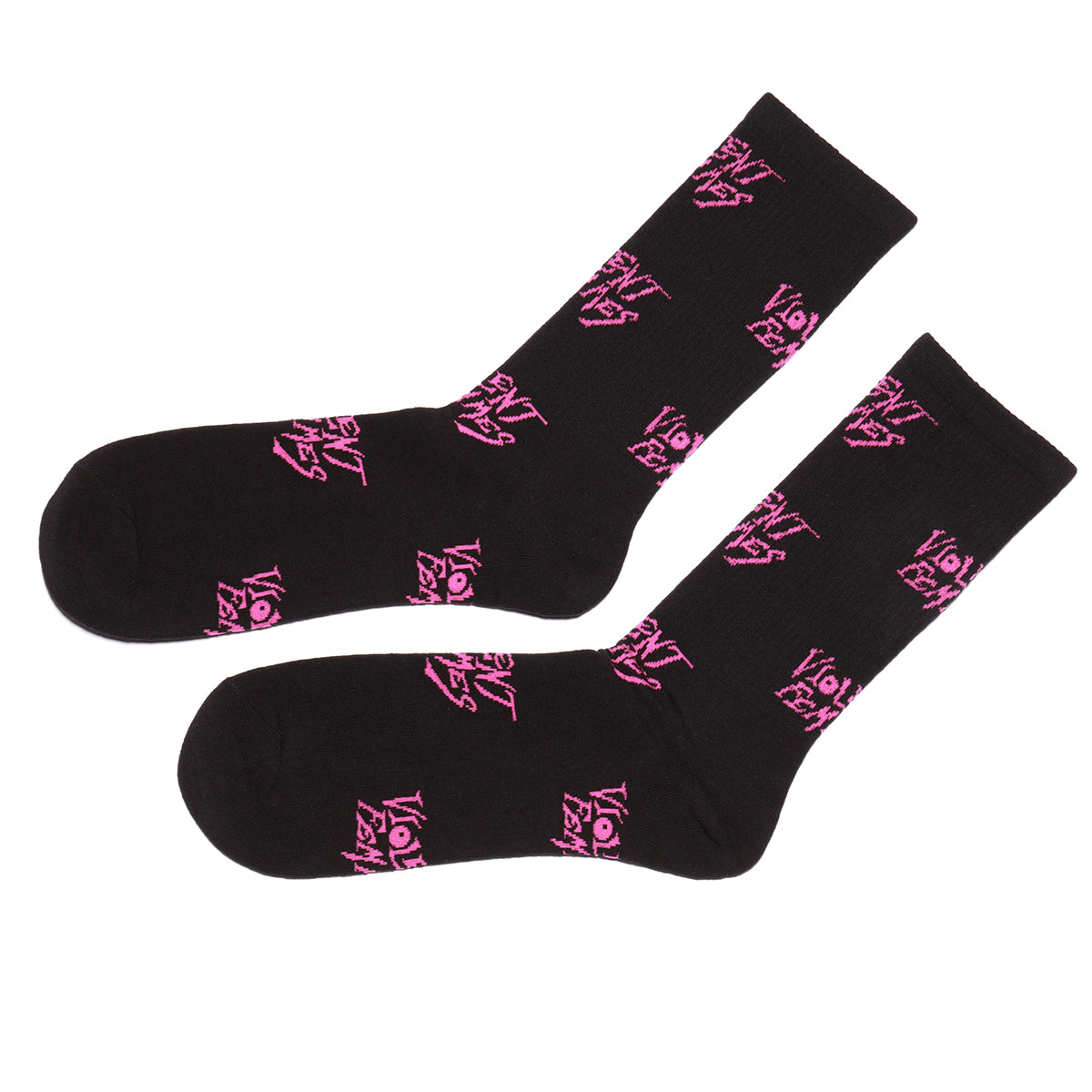 Stinky Logo Pattern Socks (Black/Pink)