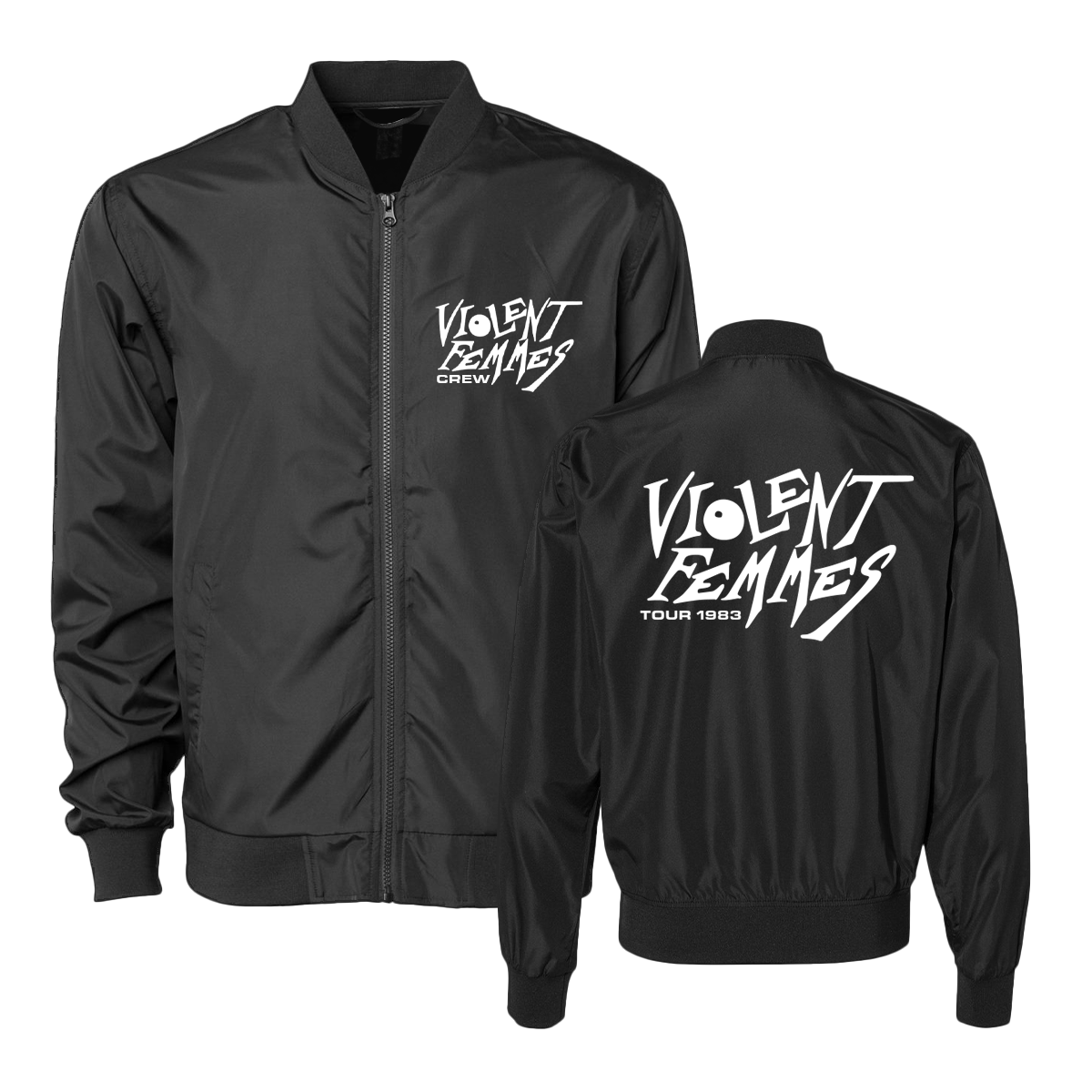 1983 Tour Crew Lightweight Bomber Jacket (Black) – Violent Femmes 1983 Tour Crew Lightweight Bomber Jacket (Black) – Violent Femmes