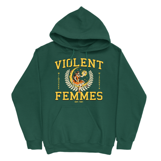 Varsity Moon Girl Crest Pullover Hoodie (Forest Green)